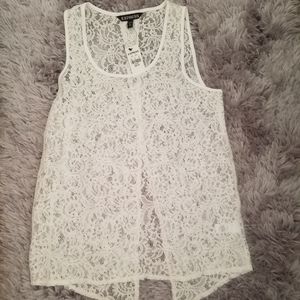 Express lace overlay see-through top NWT